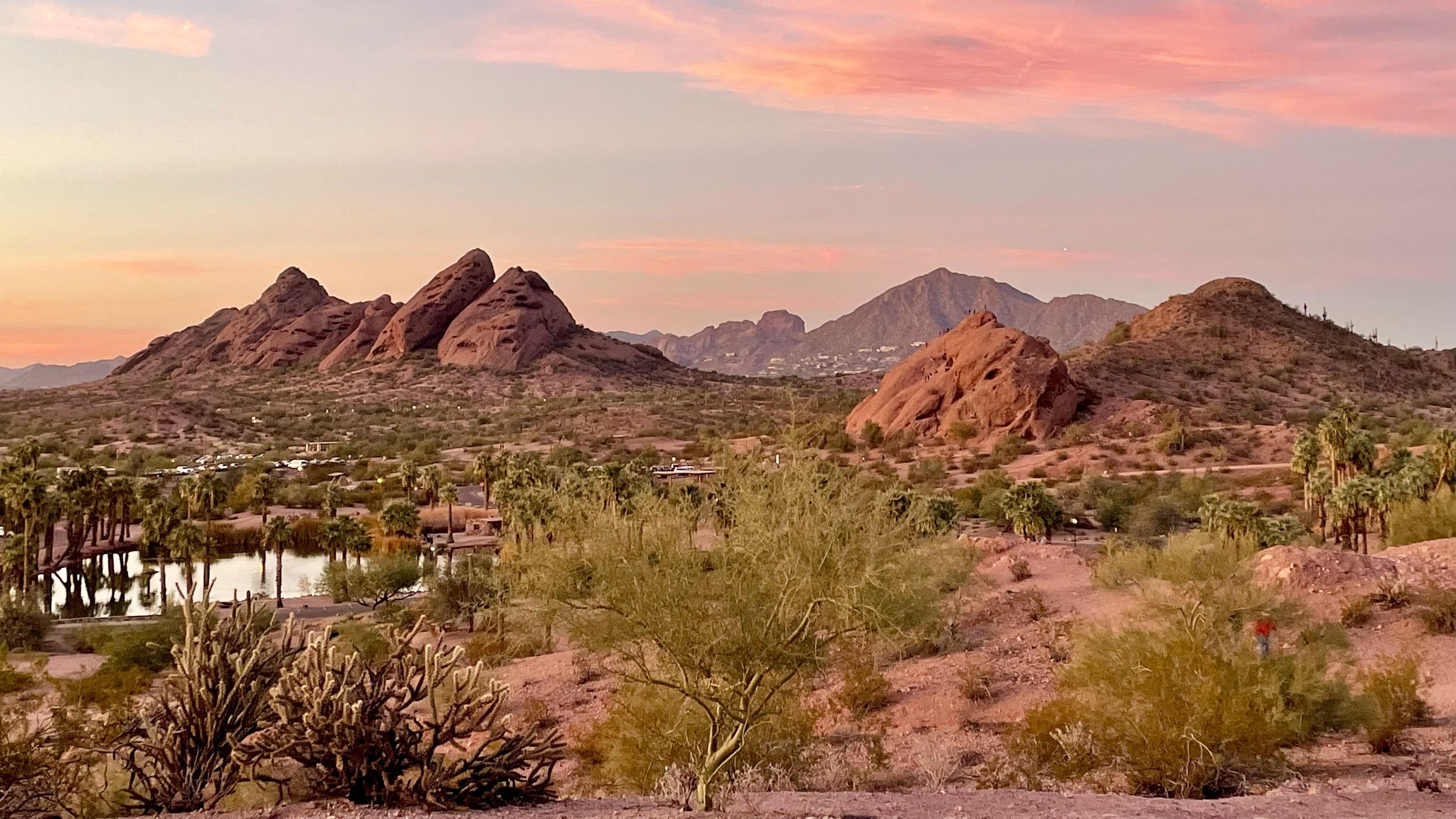 Iconic Camelback Mountain in Phoenix, Arizona at sunset